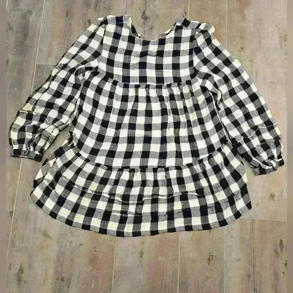 American Eagle Peasant Top Blue & White Plaid Boho Lightweight - Picture 7 of 9